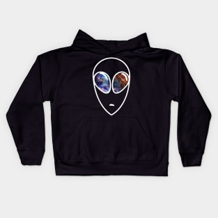 Alien looking in Space - Galaxy eyes Kids Hoodie